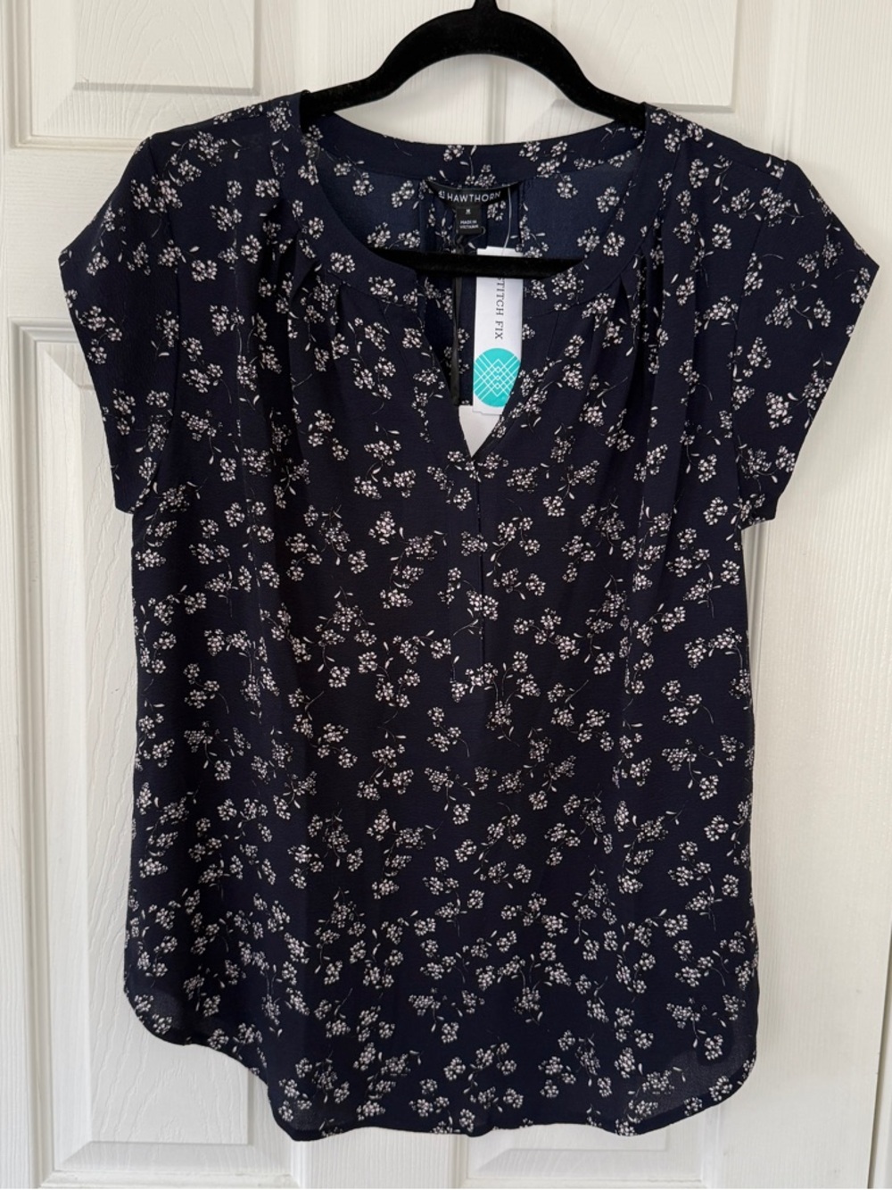 Navy Floral Blouse
